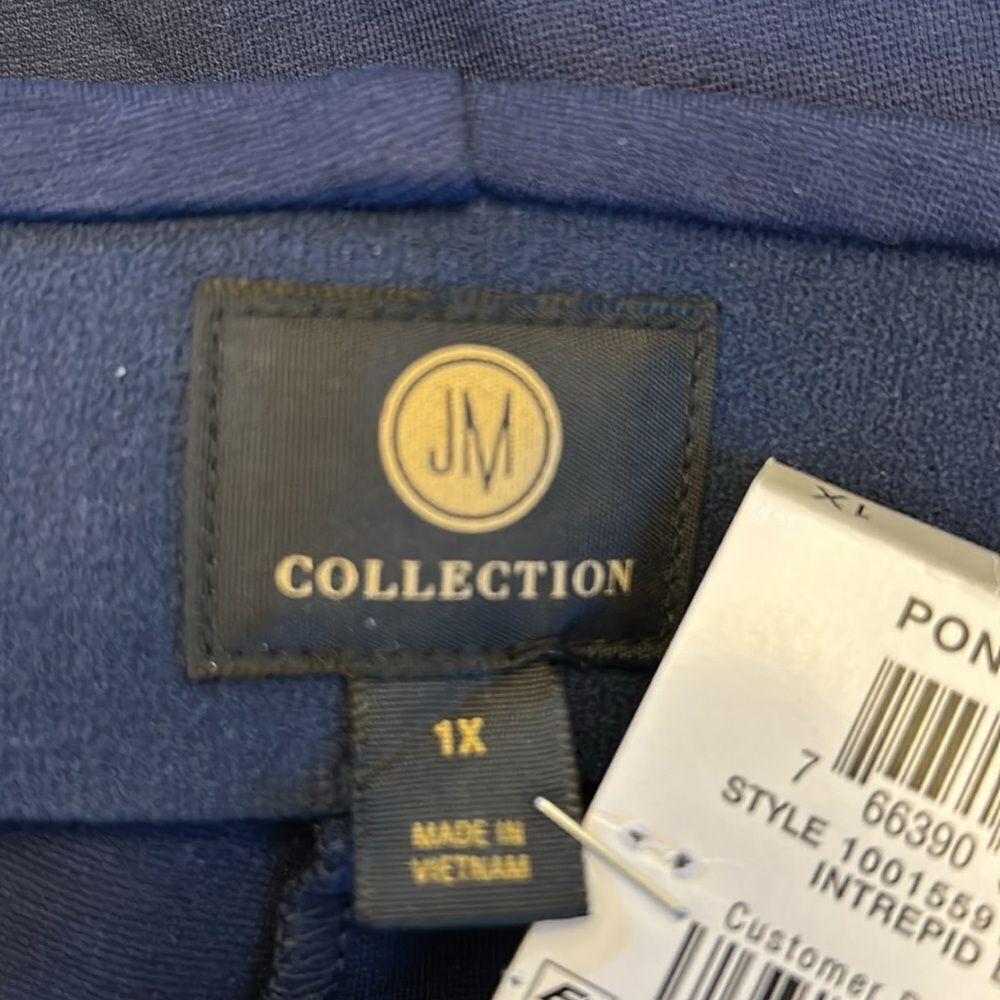 JM Collection navy blue straight leg Ponte pants Comfort waistband Size 1X New - Picture 5 of 6